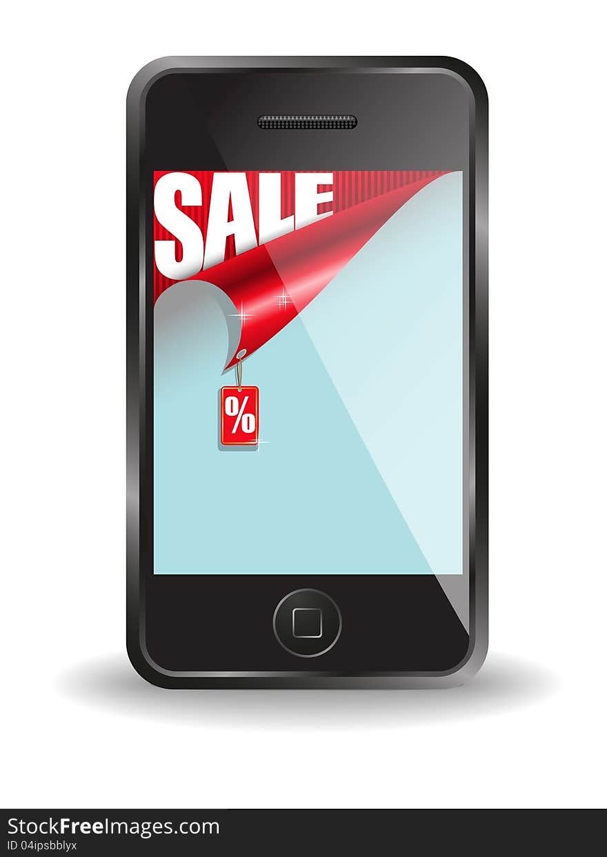 Message on sale on the screen of the cell phone