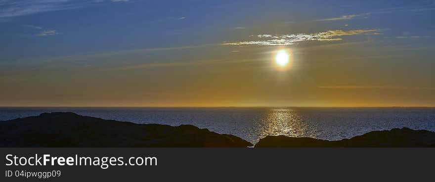 Beautiful sunset over norwegian sea