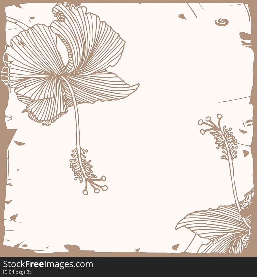 Floral hibiscus background- brown and light brown combination