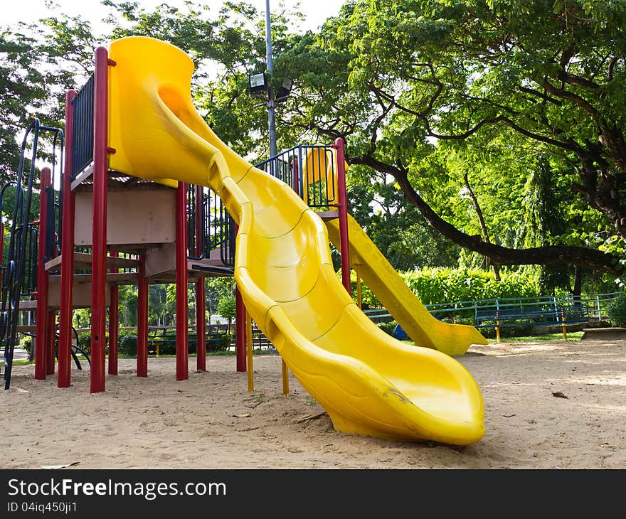 Slide for children in public playground. Slide for children in public playground