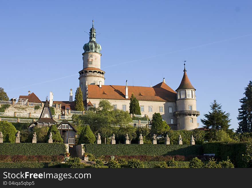 Castle of nove mesto nad metuji with garden. Castle of nove mesto nad metuji with garden