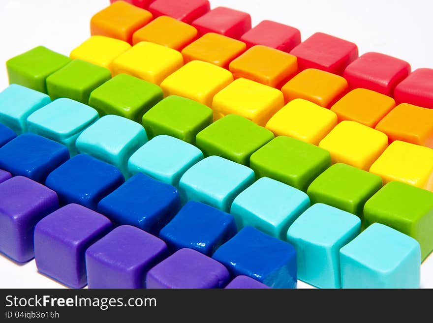 Colorful cubes with paste lay out in to background