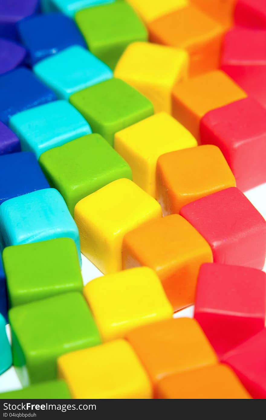 Colorful cubes with paste lay out in to background