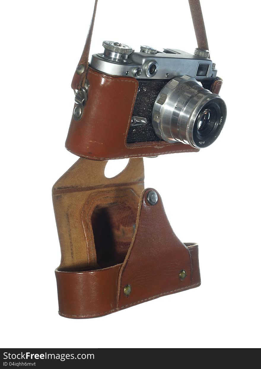 Classic Vintage Camera In A Leather Cover