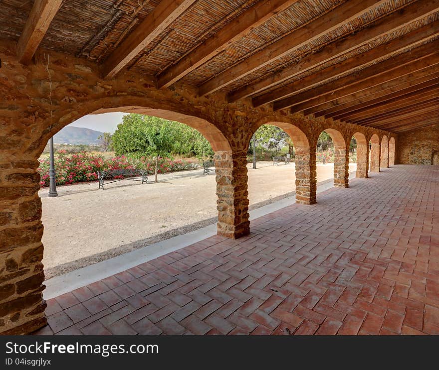 7 Arches within a stone structure