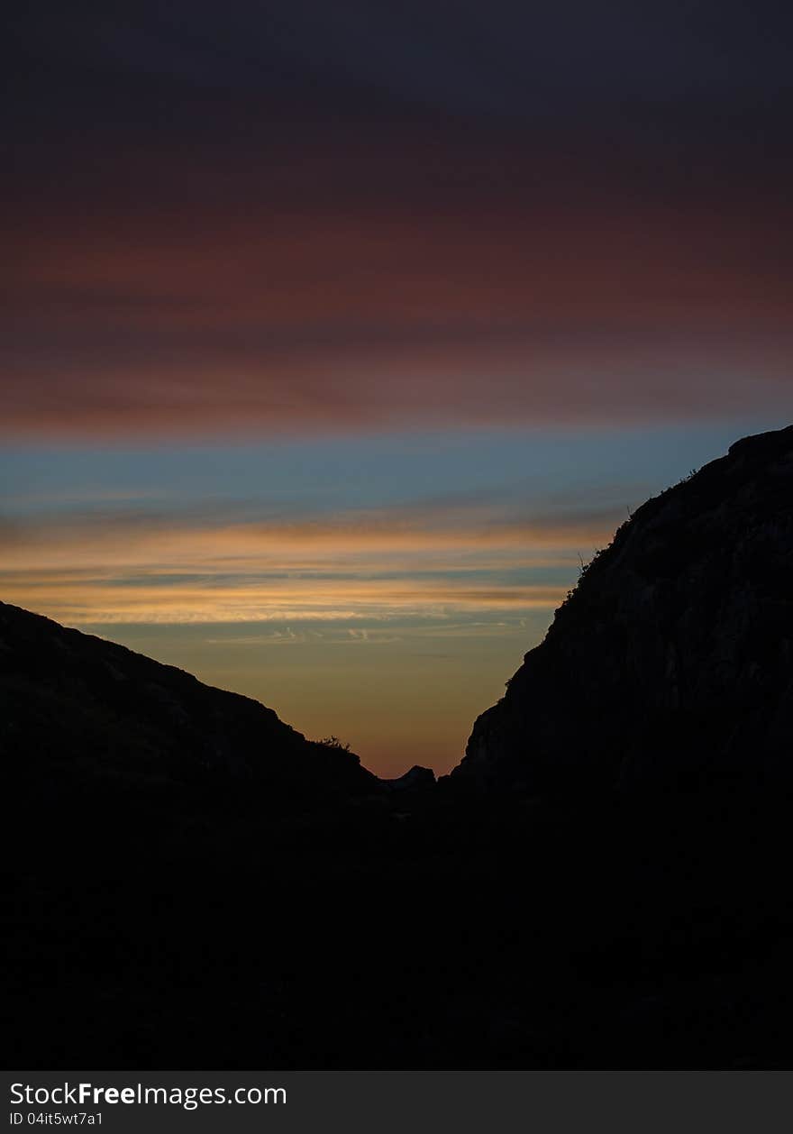 Beautiful sunset over norwegian sea