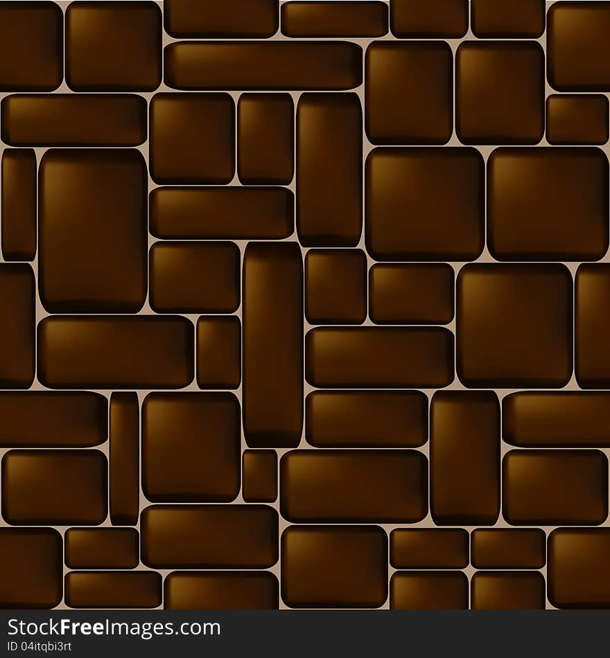 Seamless brown sleeken stone wall. Vector illustration. Seamless brown sleeken stone wall. Vector illustration.