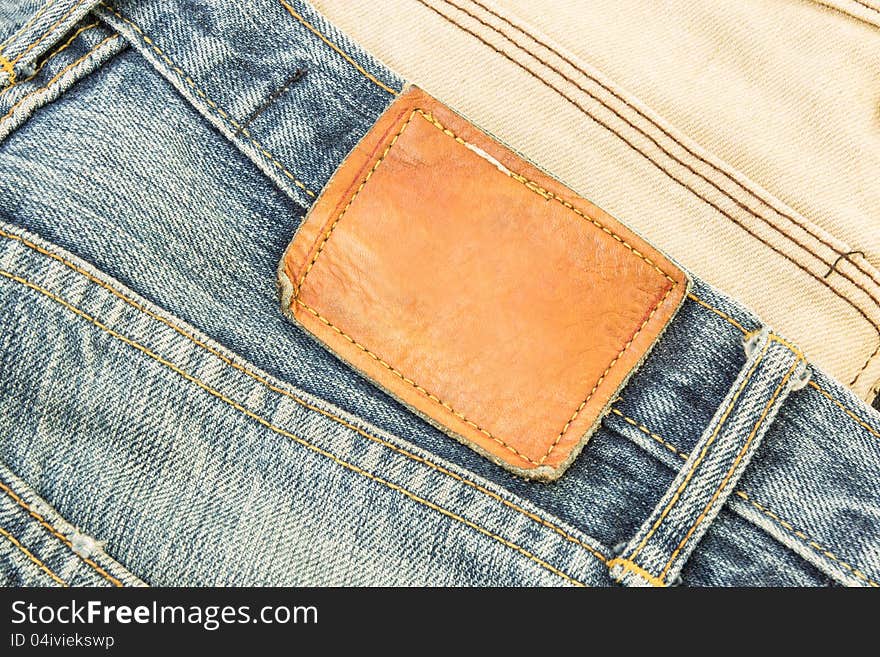 Blank label of blue jeans. Blank label of blue jeans