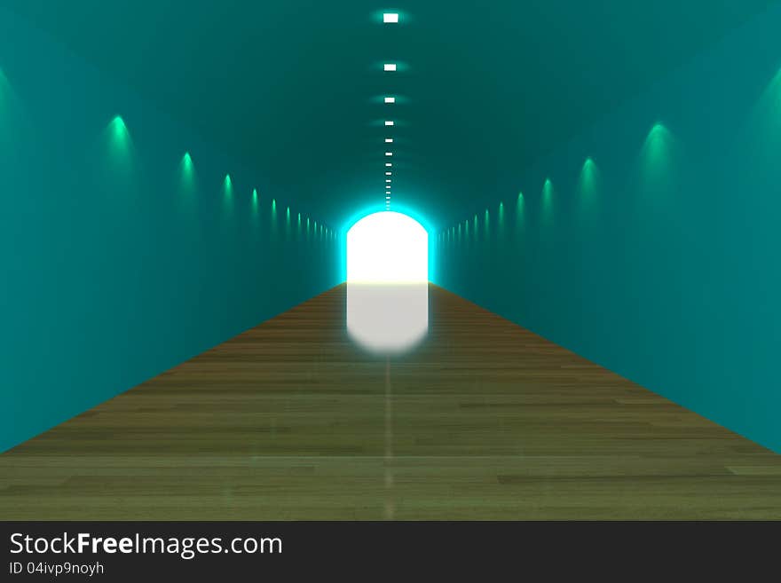 Empty Room Blue Tunnel