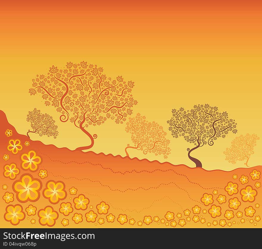 Autumn season trees background