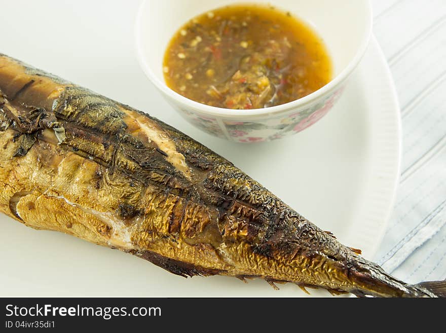 Fish grilled , Saba barbecue sause