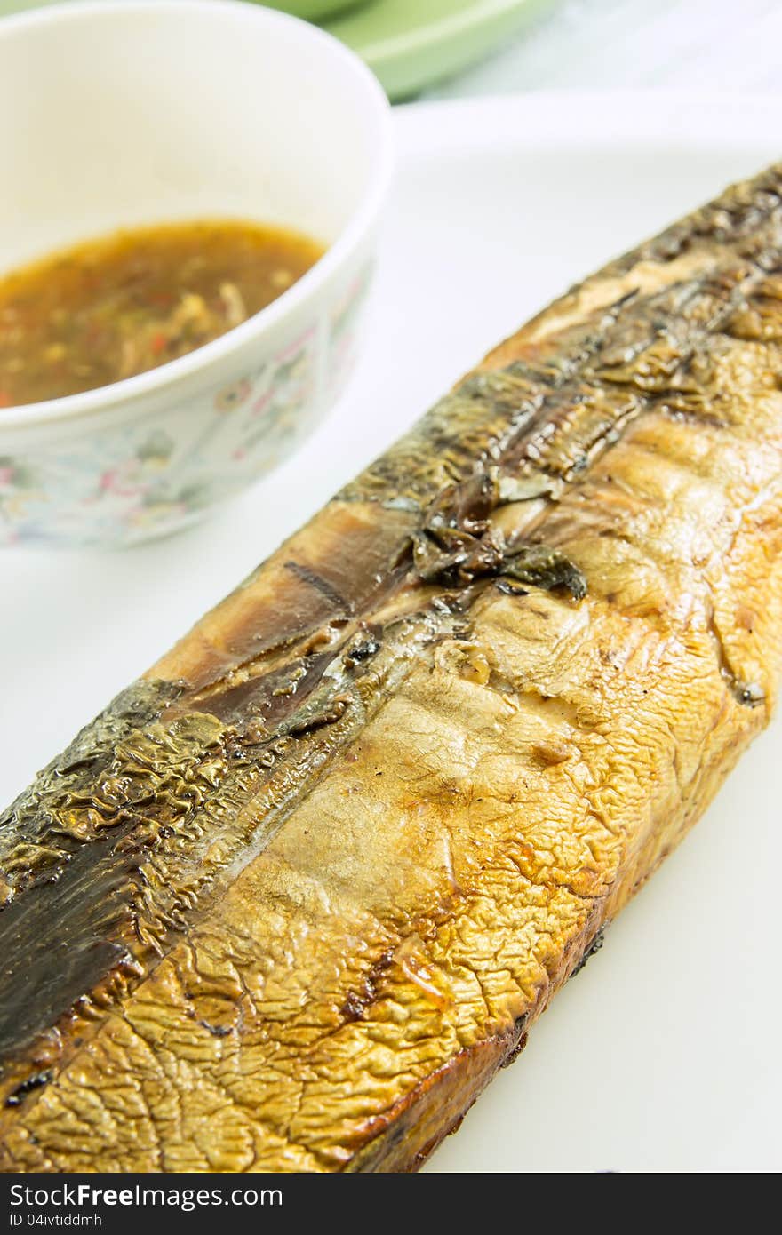 Fish grilled , Saba barbecue sause