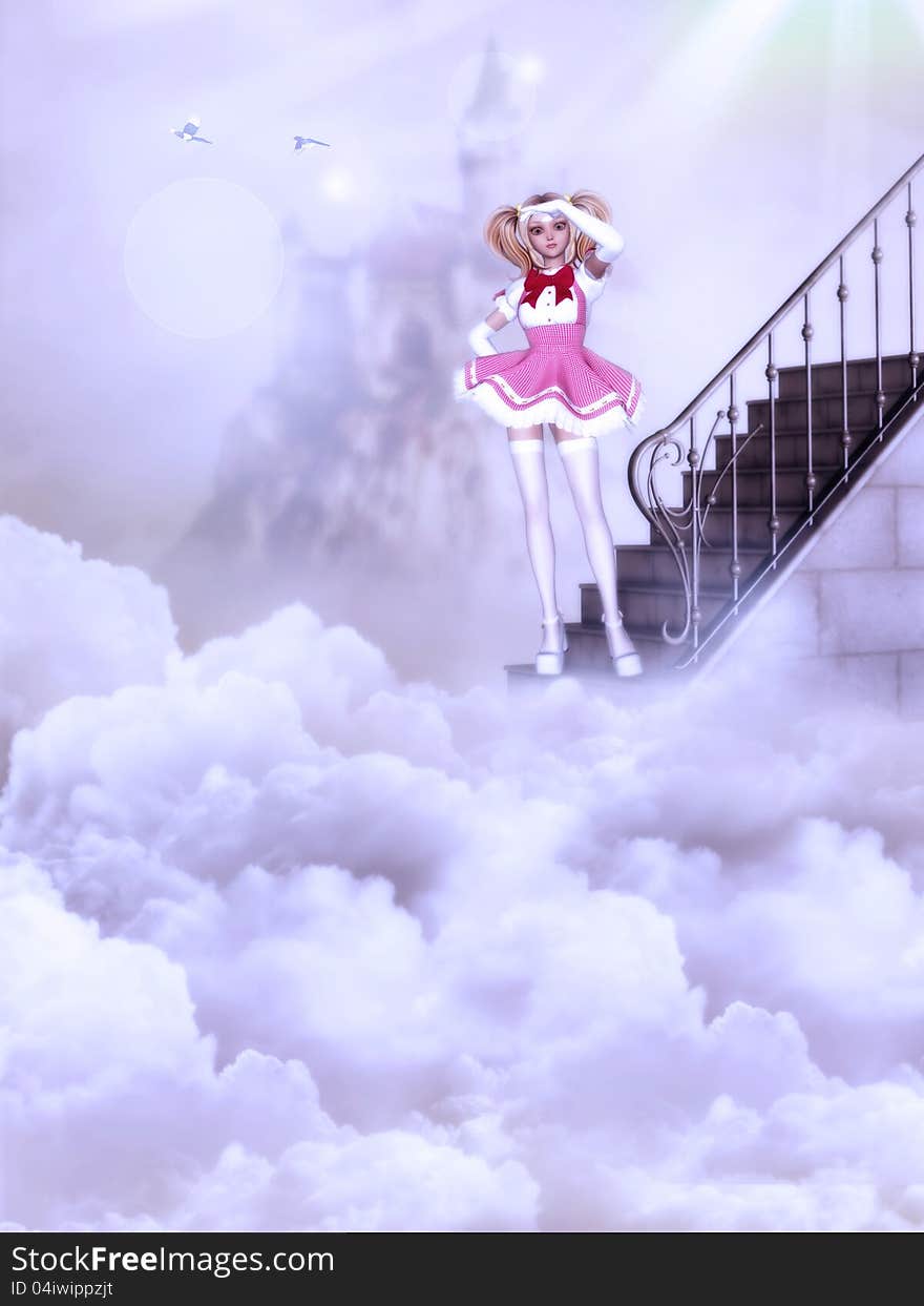 Girl on the clouds