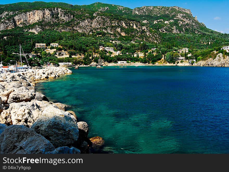 A nice bay in Kerkira, greece in sunny day. A nice bay in Kerkira, greece in sunny day