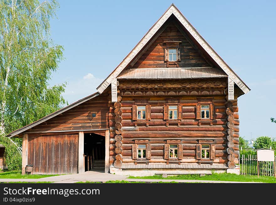 Two-storey wooden house of a wealthy farmer.