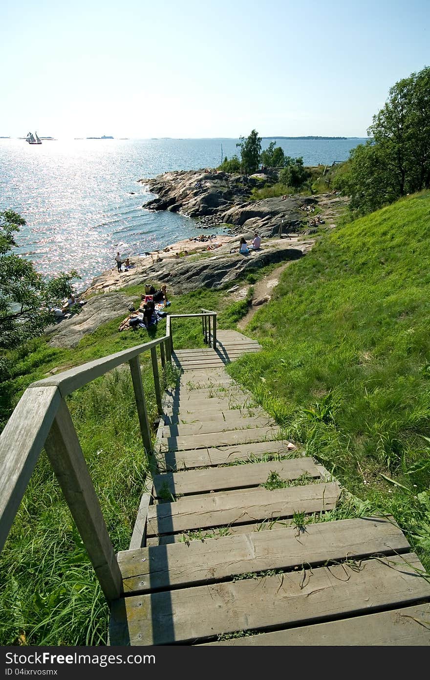 Stairs Down To Cliff