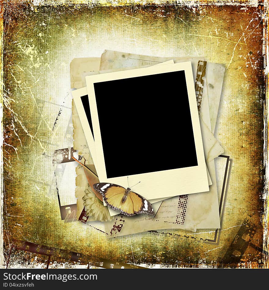 Vintage background with photo-frame.page family album. Vintage background with photo-frame.page family album