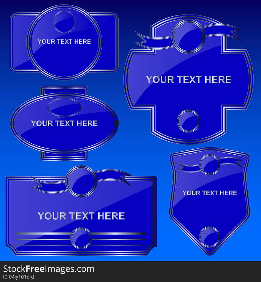 A vector labels set on blue background