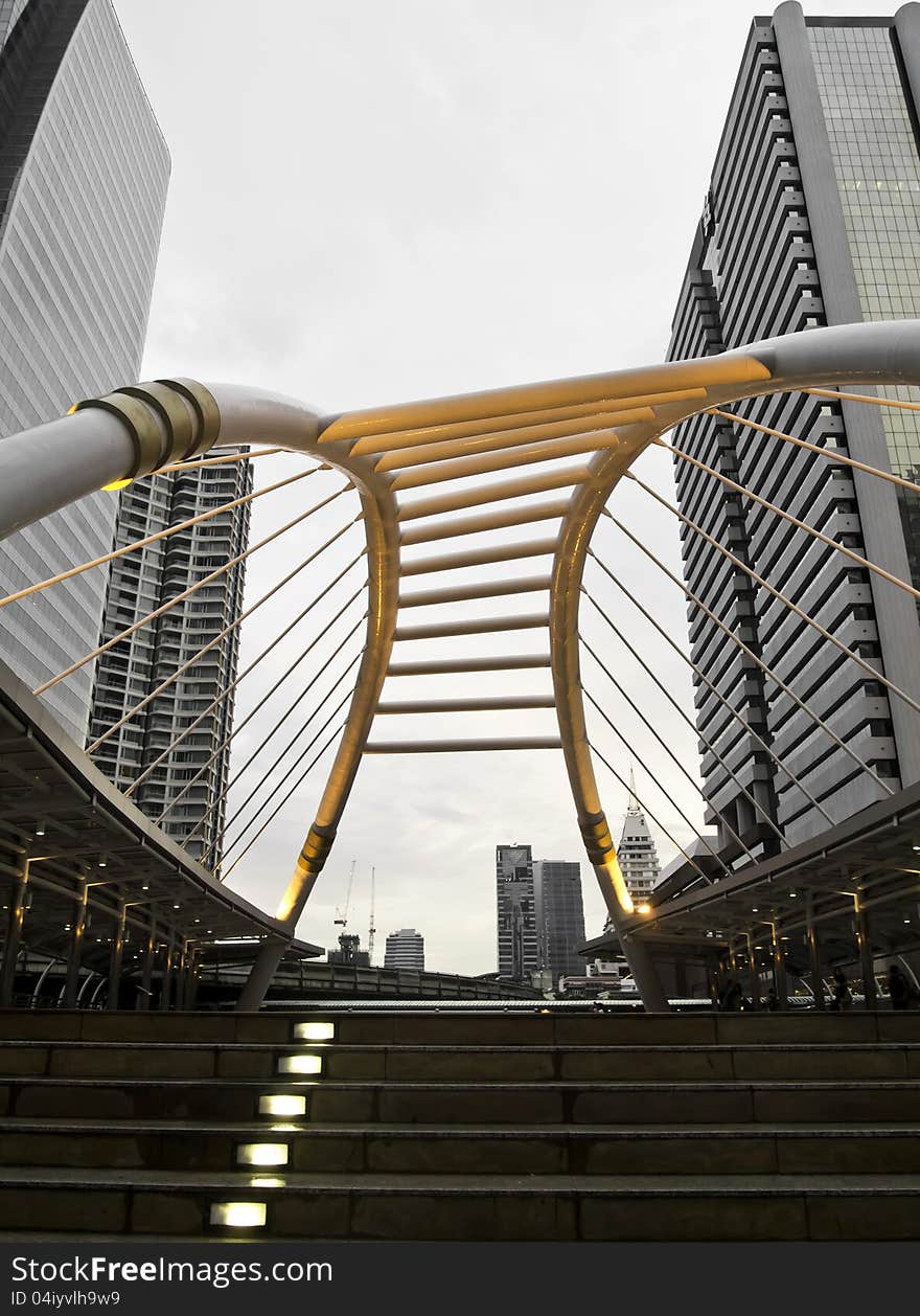 Pubic skywalk Bangkok, sepia color