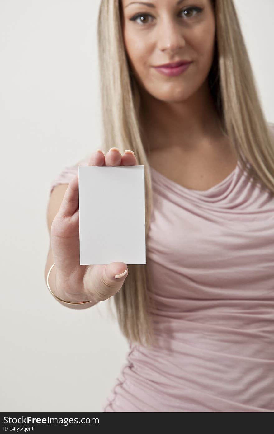 Woman Holding A Blank White Sign