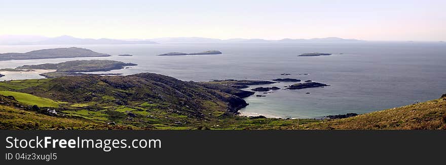 Morning landscape near Coomatloukane, Ireland. Atlantic coastline at County Kerry