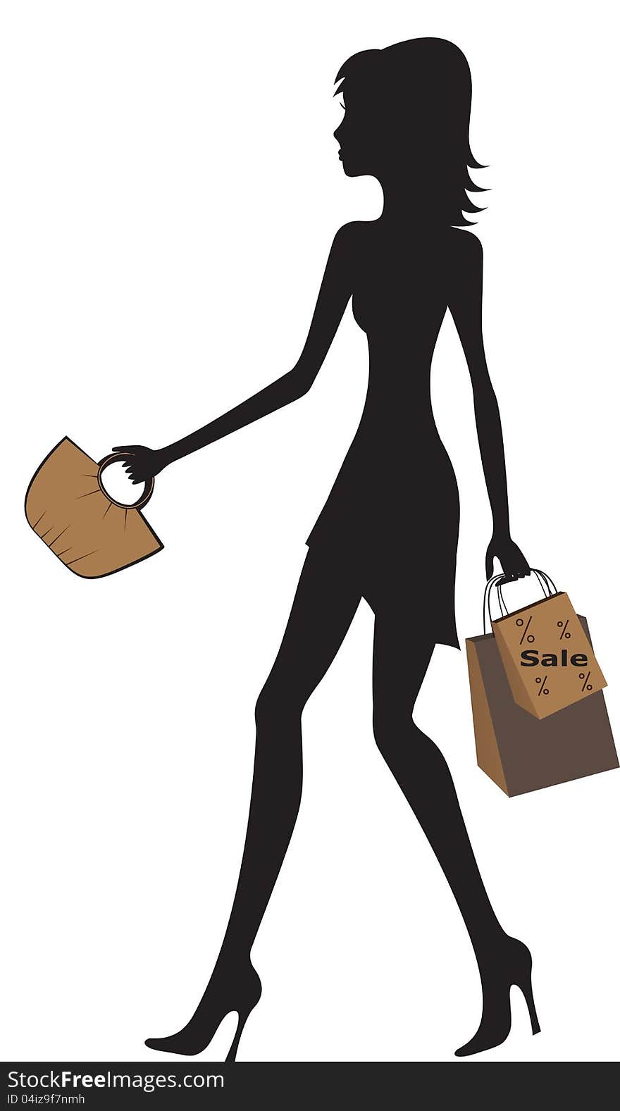 Silhouette of fashionable women shopping. Silhouette of fashionable women shopping.