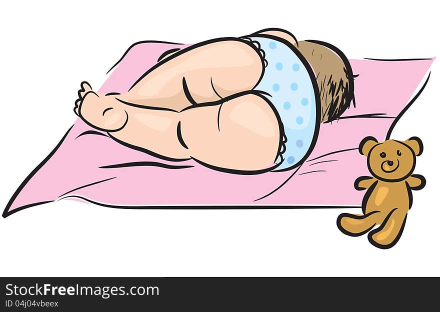 Illustration of small sleeping baby.EPS 8.