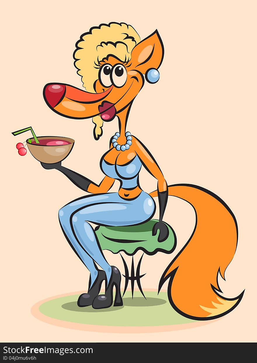 Lady Fox with a cocktail