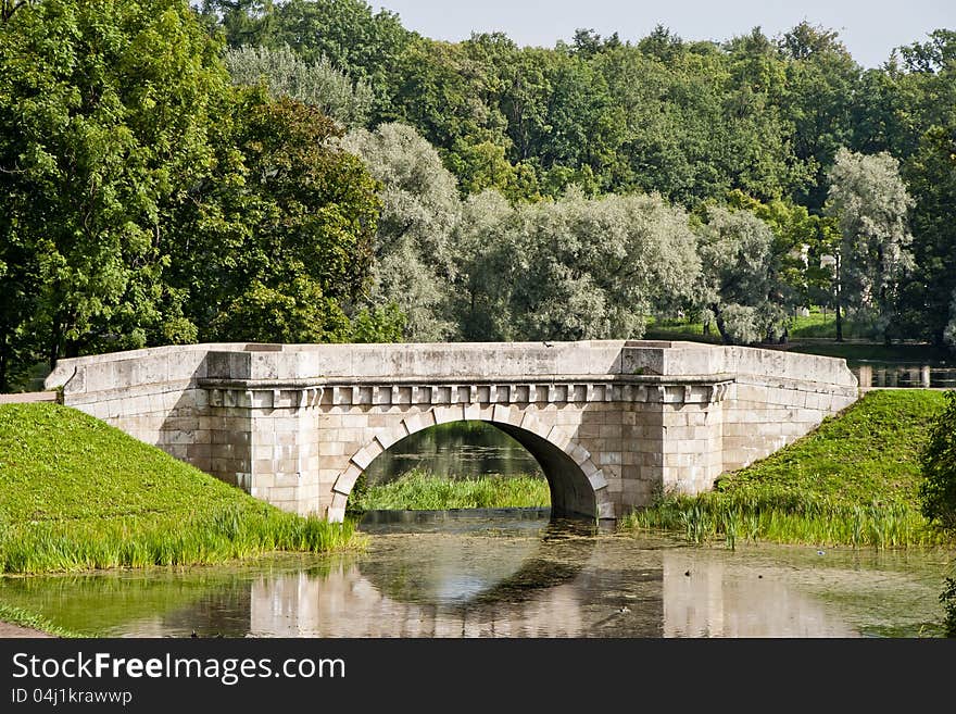 The Carp Bridge was constructed in XVIII century over the artificial cascade linking the Carp Pond and the White Lake. The Carp Bridge was constructed in XVIII century over the artificial cascade linking the Carp Pond and the White Lake