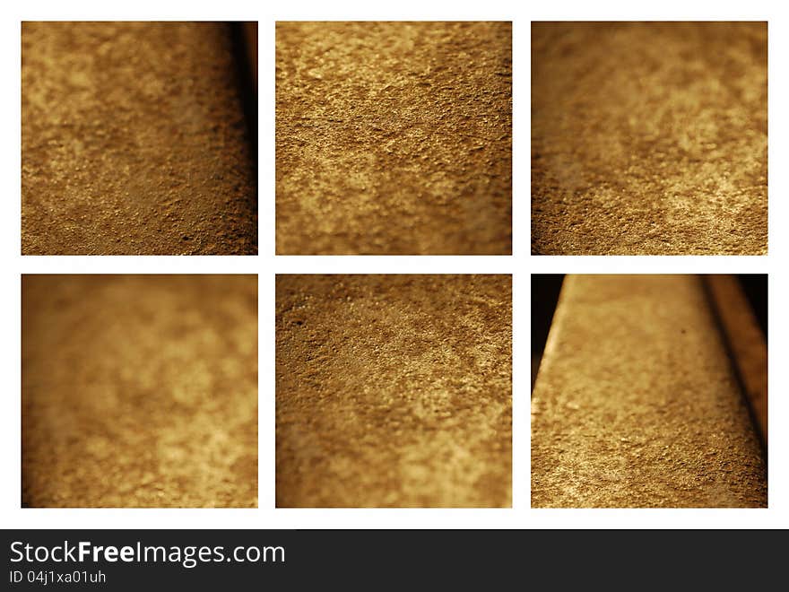 Set of six gold metal backgrounds. Set of six gold metal backgrounds