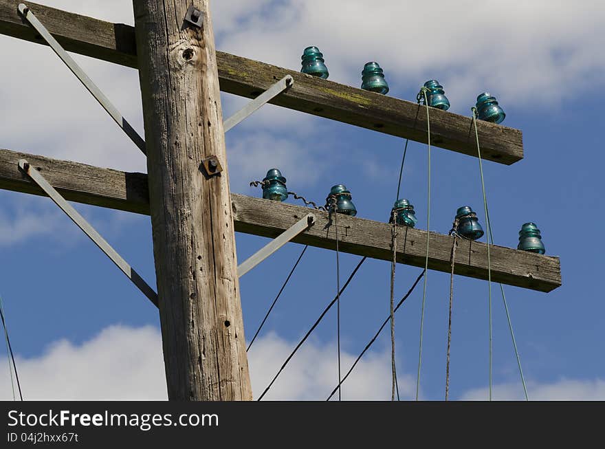 Old Telegraph Wires Dangling From Pole