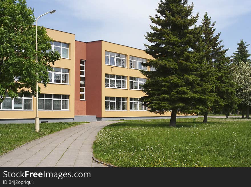 Exterior view of public school. Exterior view of public school