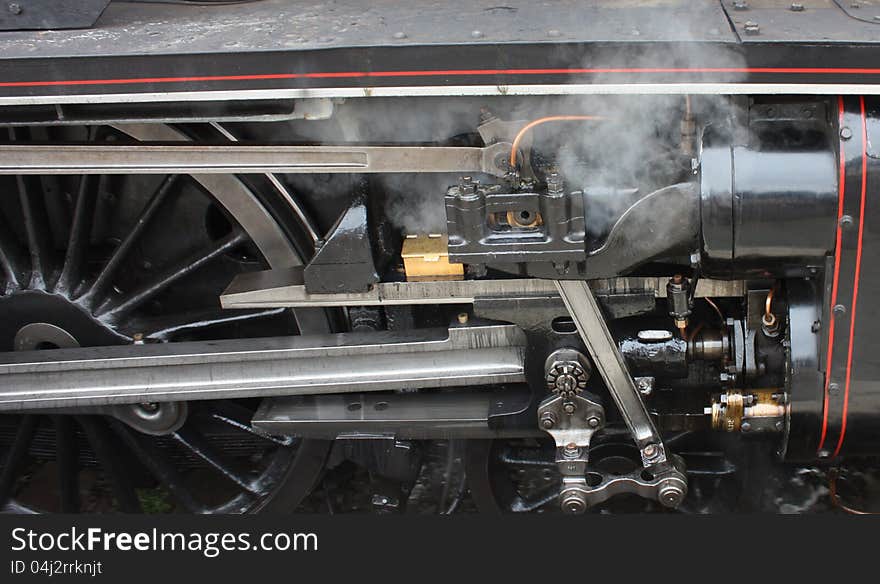 The Rods and Pistons on a Powerful Steam Locomotive.