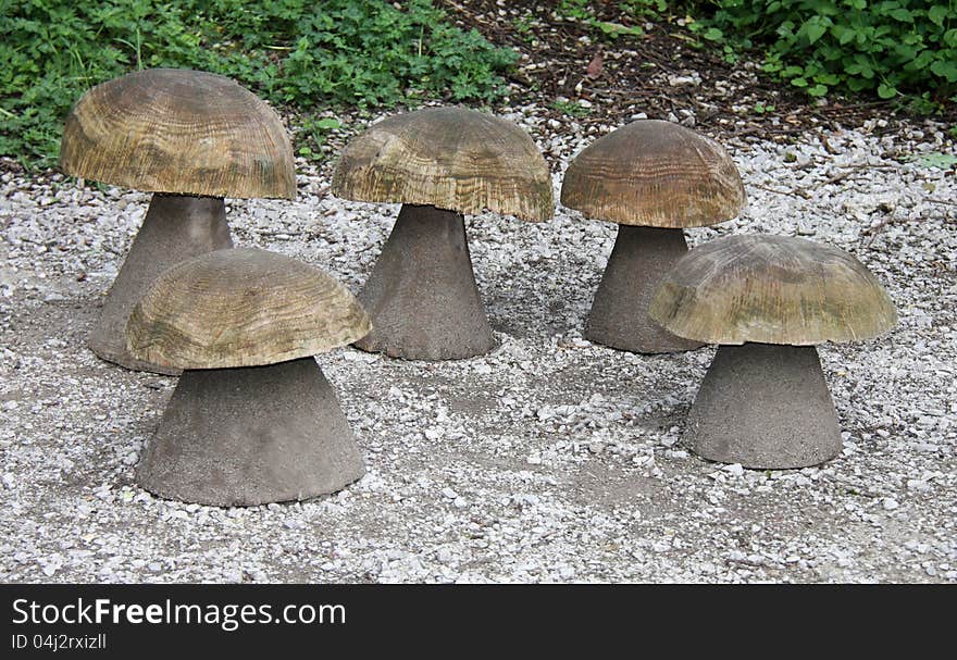 Wooden Mushroom Seats.