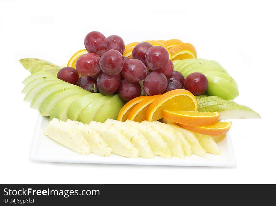 Sliced juicy ripe fruit in a restaurant