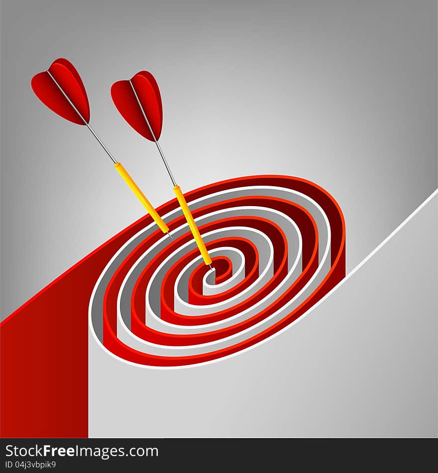 Abstract vector target with darts hit the mark