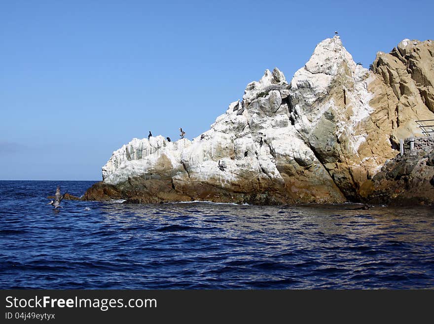 California Catalina Island Pelican Rock at the edge of the bay near lovers cove in Avalon. California Catalina Island Pelican Rock at the edge of the bay near lovers cove in Avalon.