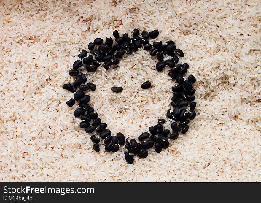 Bean face on rice background