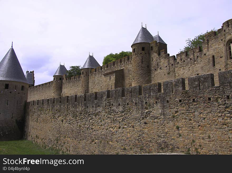 The Wall Of The Ancient Castle Of Carcassonne