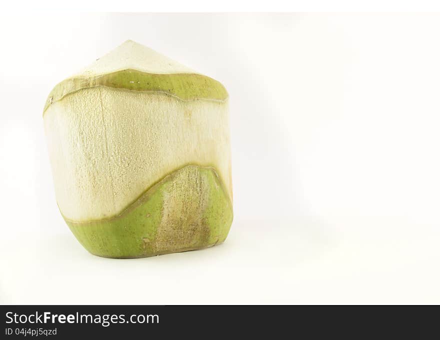 A coconut on white background