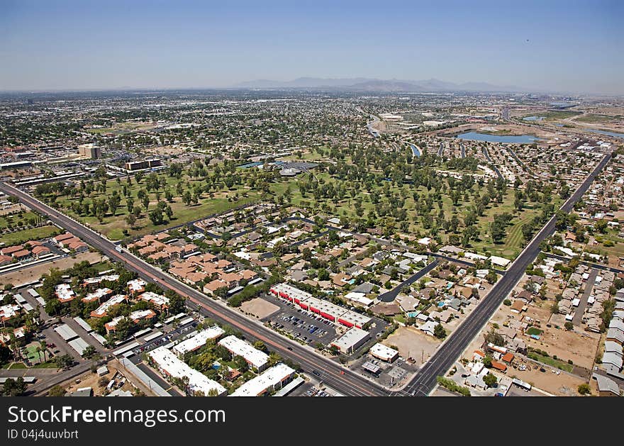 Golf Course in Northeast Mesa, Arizona from above