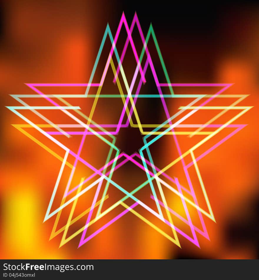 Abstract background with  flames and star.