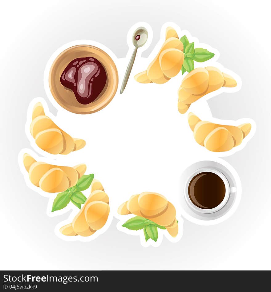 Vector background with food and coffee for card and invitation. Vector background with food and coffee for card and invitation