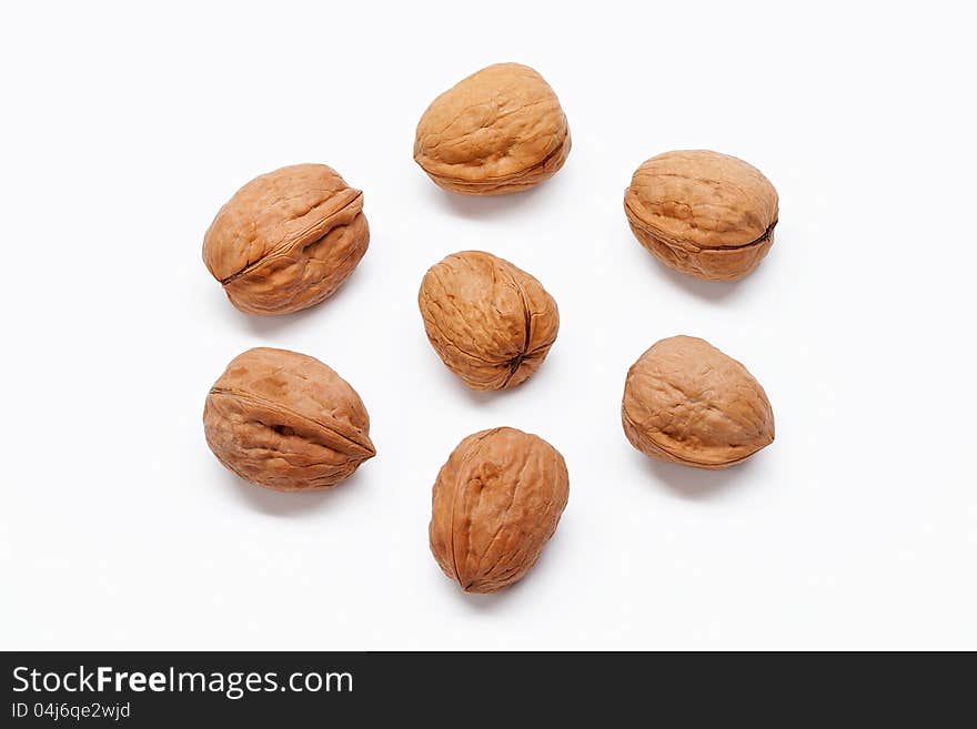 Walnuts isolated on white background