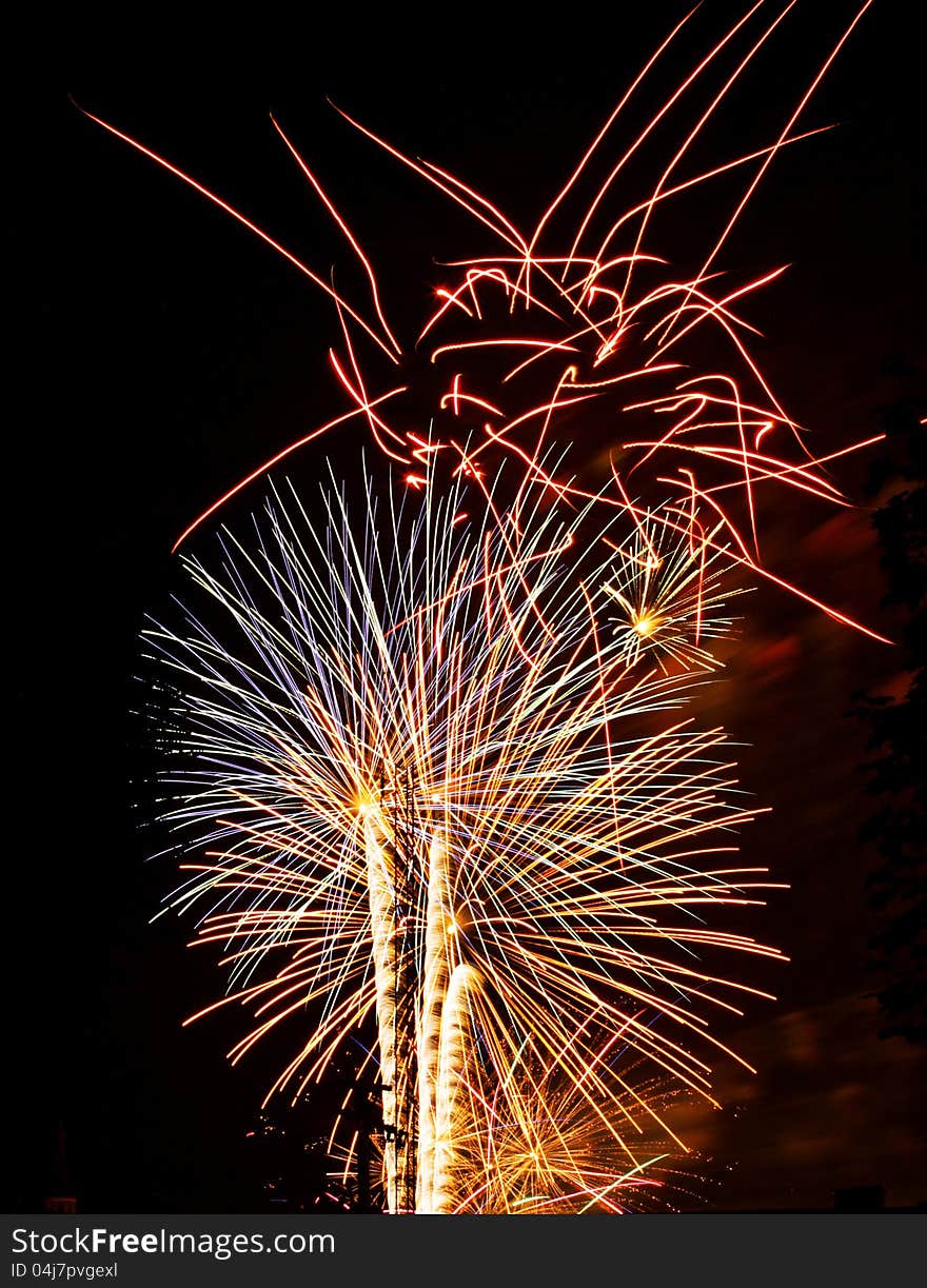 Fireworks Lights Explosions red white blue