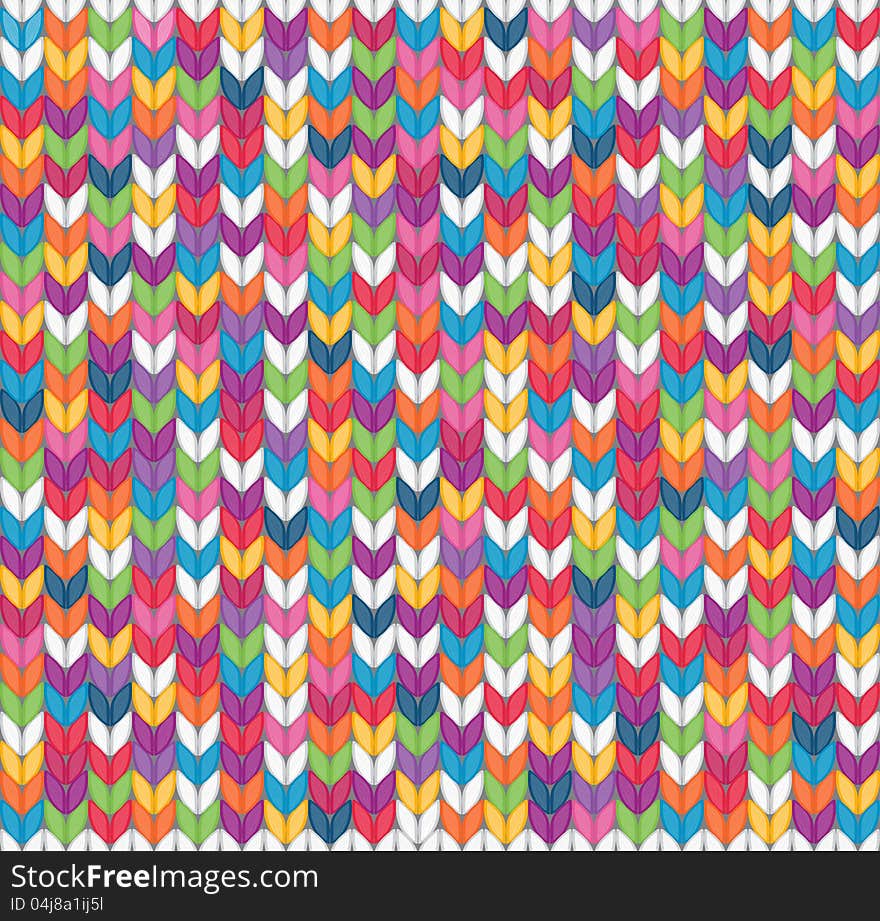 Multicolor seamless knitted background. EPS 8 illustration.