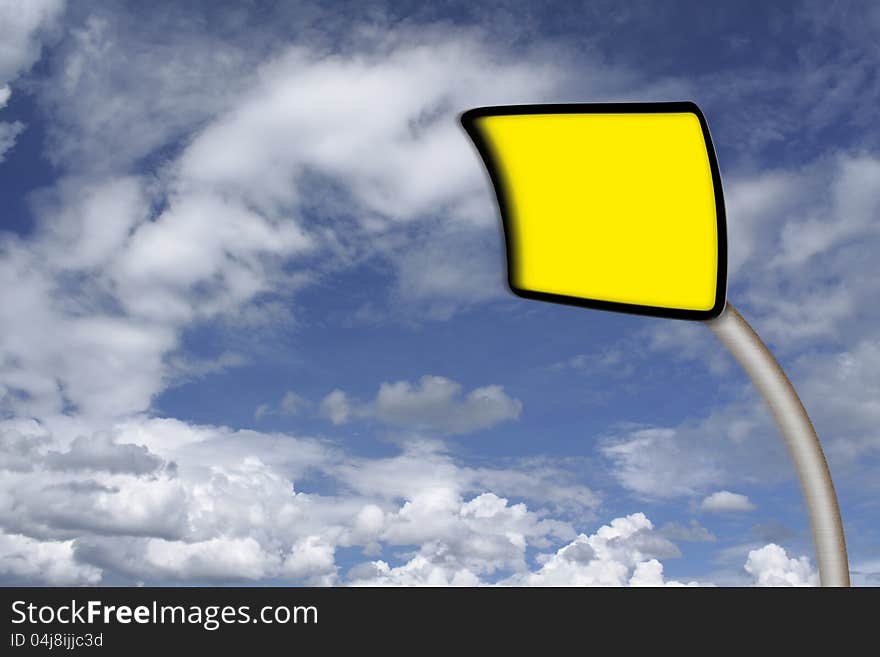 Distortion traffic sign on blue sky  with cloud