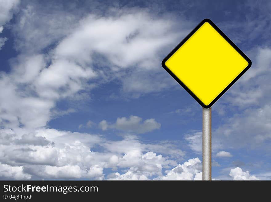 Traffic sign on blue sky with cloud