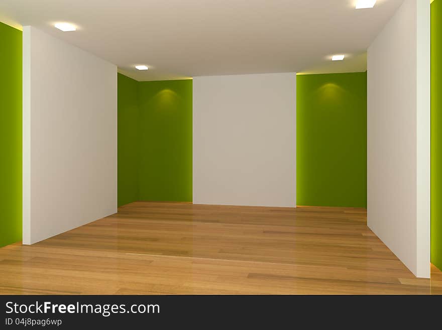 Home interior rendering with empty room color wall and decorated with wooden floors. Home interior rendering with empty room color wall and decorated with wooden floors.