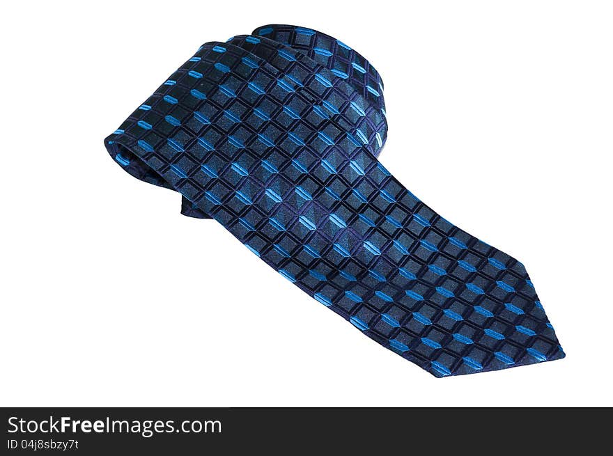 Blue  necktie on a white background